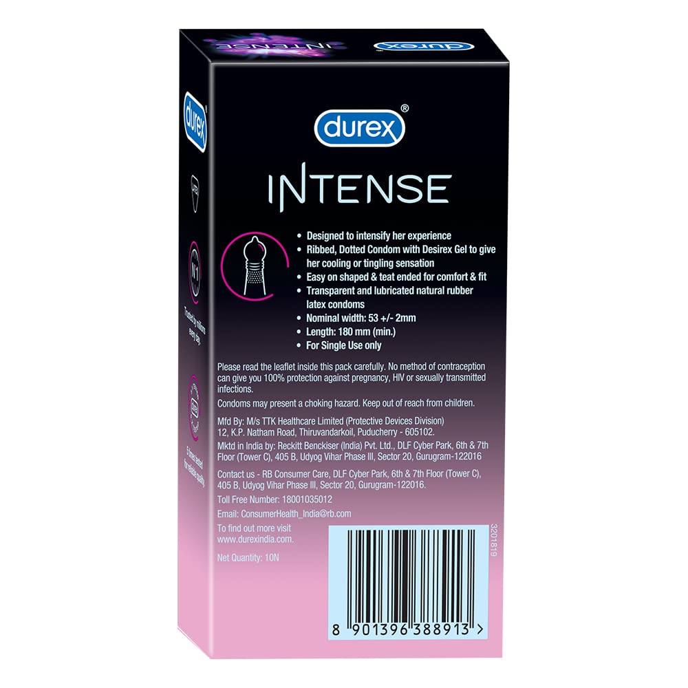 Durex Intense Stimulating Gel Dotted and Ribbed Condom 10Pcs - Image 2