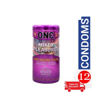 One Mixed Pleasures Amazing Styles Condom 12pcs Jar
