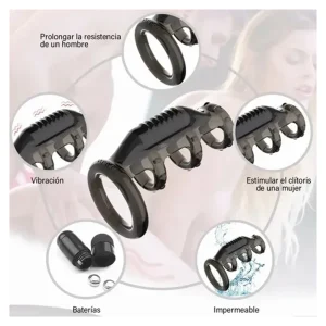 Alternative view of Pleasure Increase Vibrating Penis Sleeve with Cock Ring