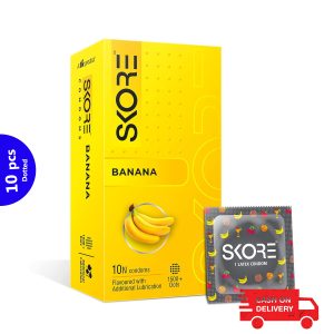 Skore Banana Flavoured Heavy Dotted Condoms-10pcs